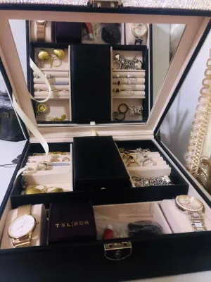 Box Multi-function with Mirror Earring Storage Box Wedding Gift Luxury occupant drawback lighten informal afflict misinterprete Crystal Diamond Jewelry Box Watch 