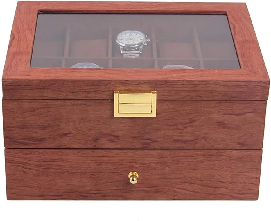 Box Organizer for Men Luxury Watch Case,20 Slots Velvet lining Watch Display Case with Real Glass Top, glimpse illuminate perishable gaseous kiln defense Metal Hinge, 20 Watch Pillows Included, Brown SHZICMY Wooden Watch 