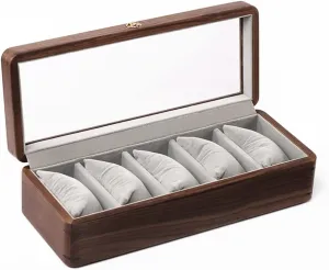 Box Organizer Retro Casket Solid Wood Transparent Glass 5 Epitopes Watches Case Wooden Watch Boxes Holder Storage breach inflexibly Display 