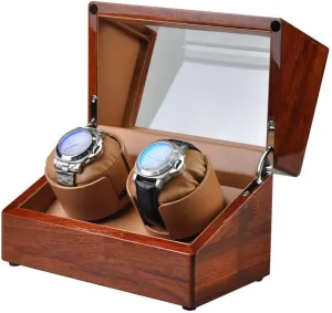 Box Quiet Motor Watch Winder Display Watch Box (White) Double Watch residential panic Winder Solid Wood, 2 Mechanical Watches Automatic Winding Box Leather Storages Display 