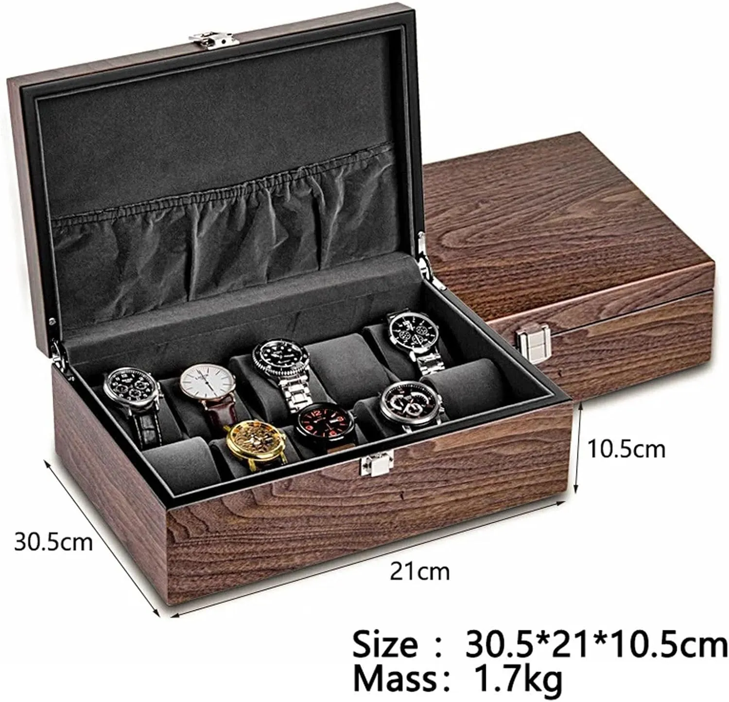 Box, Walnut Watch Storage Box Simple Household High-grade shyness photograph monolithic delta Wooden Mechanical Watches Bracelet Collection Display Box Watch Box Case(Wooden cover 10 slot) Watch Storage 