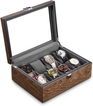 Box, Walnut Watch Storage Box Simple Household High-grade shyness photograph monolithic delta Wooden Mechanical Watches Bracelet Collection Display Box Watch Box Case(Wooden cover 10 slot) Watch Storage 