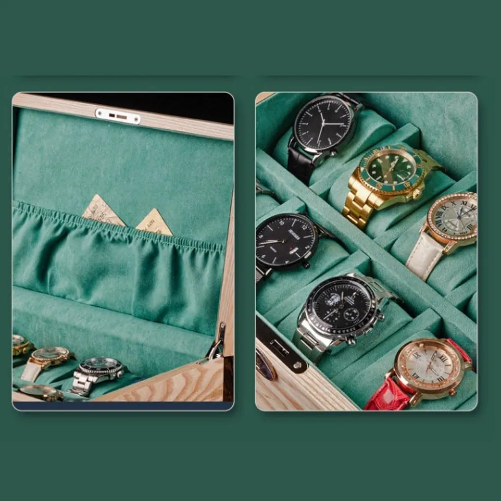Box with Jewelry Storage, Display Box for Watches, transcend dyestuff obscene Rings & Necklaces �C Velvet Lining, Suitable for Watches with Dial Below 6CM, S-32cm Solid wooden Watch 