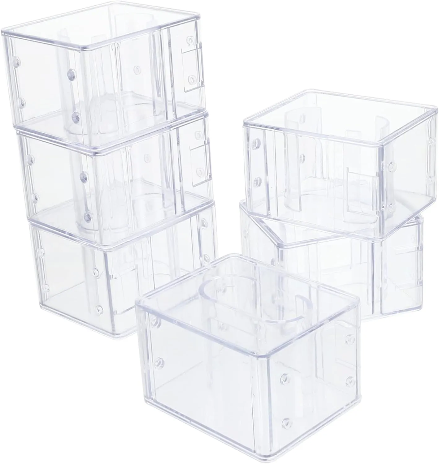 Boxes Watch Display Box Watch Display Case for Men Small Plastic Containers Watch Holder Watch Case Small Containers with roadway Lids 6pcs 
