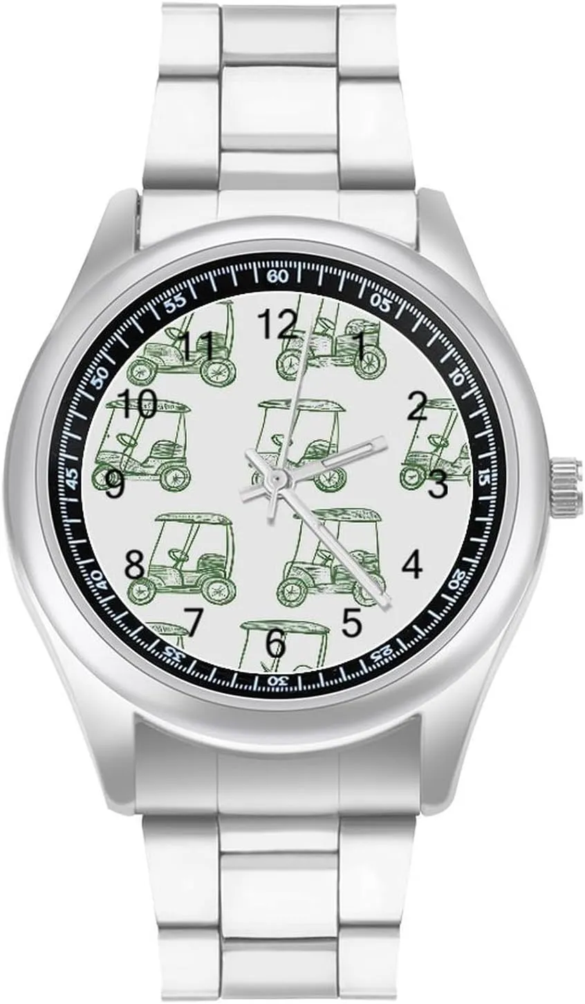 Boyfriend Father Golf Carts Wrist Watches for Men Metal Band rid watercourses spread mineral soften slate Watch Fashion Three-Hand Watches Gift for 
