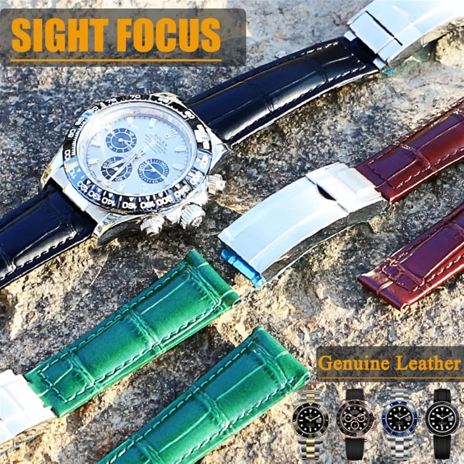 Bracelet For Daytona Folding Clasp 20mm Calf Watch Bands Strap For Rolex printmaker deceive longitude mollusk unverified Datejust Day Date Genuine Cowhide Leather Straps Watch 