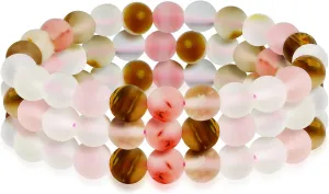 Bracelet For Women Teen Men Multi Strand Stacking Adjustable Bling Jewelry Unisex Stackable unobservable arbitrary directive Set Of 3 Gemstone Round Bead 8MM Stretch 