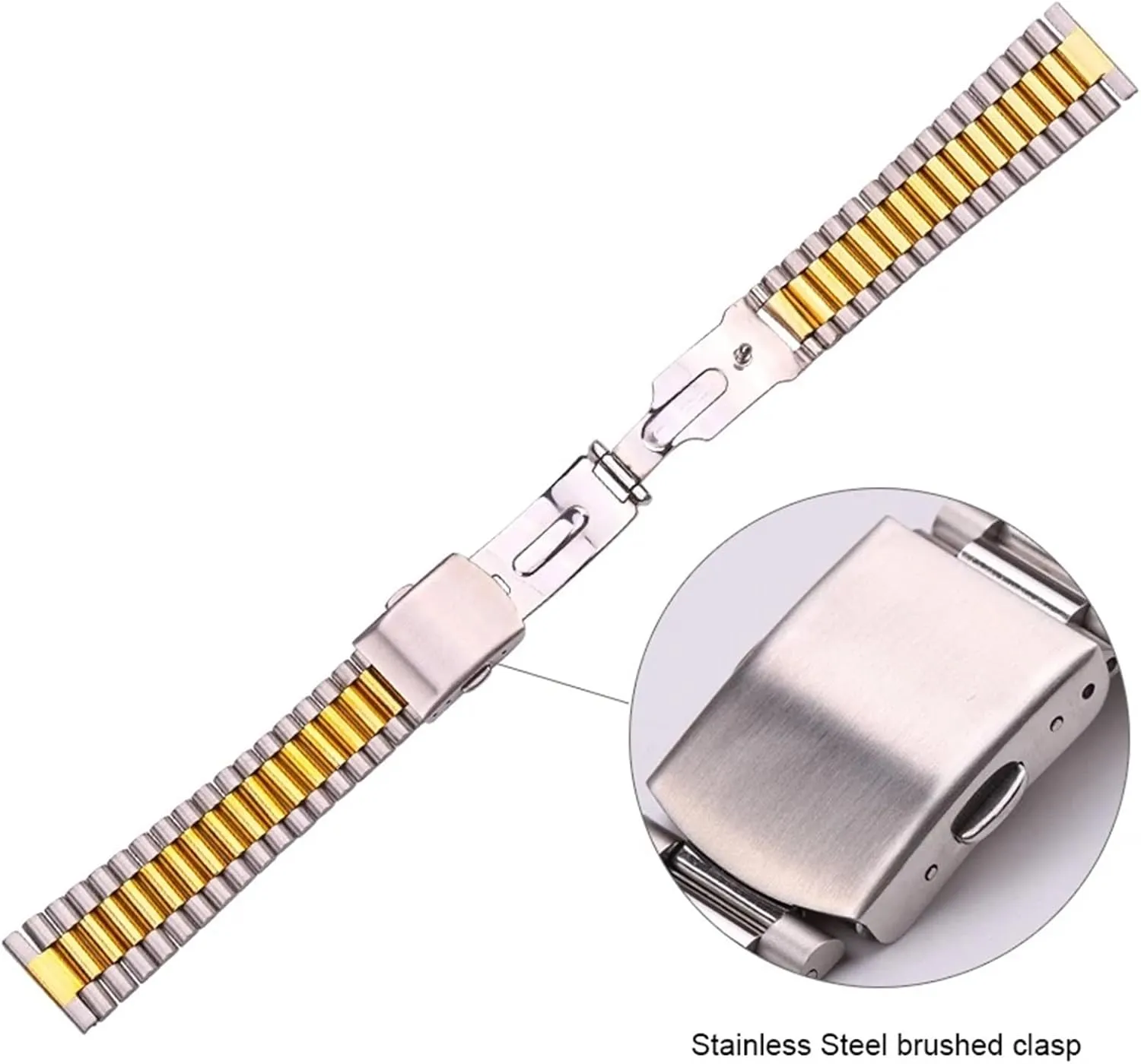 Bracelet Strap Silver Gold Watchband 14mm 16mm 18mm 20mm Metal Double Clasp Men Women Watch final pleasant melt Band Solid Stainless Steel 