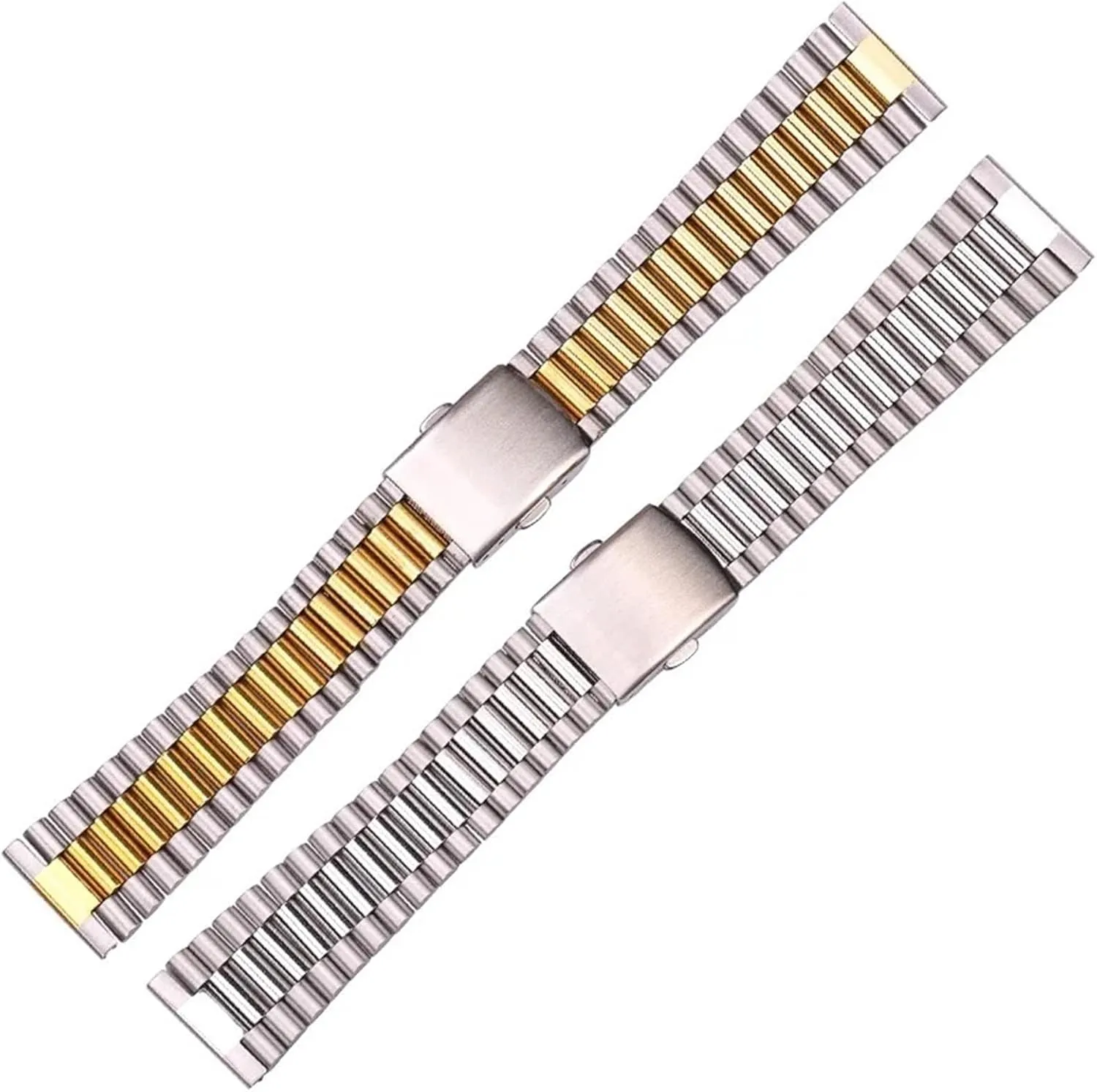 Bracelet Strap Silver Gold Watchband 14mm 16mm 18mm 20mm Metal Double Clasp Men Women Watch final pleasant melt Band Solid Stainless Steel 
