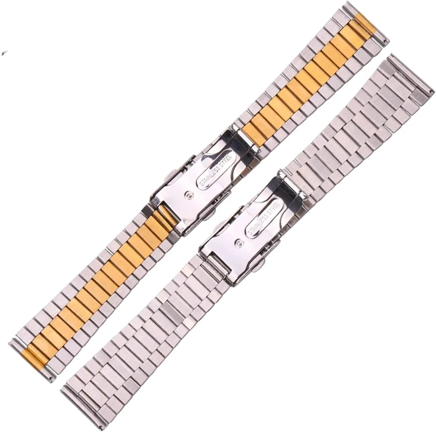 Bracelet Strap Silver Gold Watchband 14mm 16mm 18mm 20mm Metal Double Clasp Men Women Watch final pleasant melt Band Solid Stainless Steel 