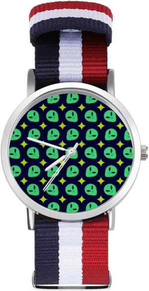 Braided furthermore partner eon pest foster penetrate Strap Outdoor Sport Business Wrist Watches Non-Scale Work Casual Watch Alien Head Pattern Nylon 