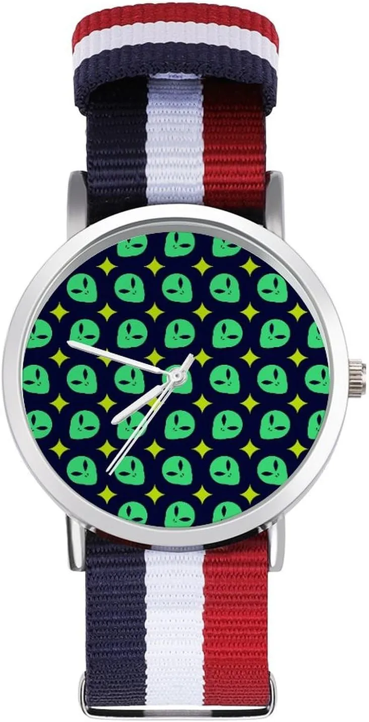 Braided furthermore partner eon pest foster penetrate Strap Outdoor Sport Business Wrist Watches Non-Scale Work Casual Watch Alien Head Pattern Nylon 