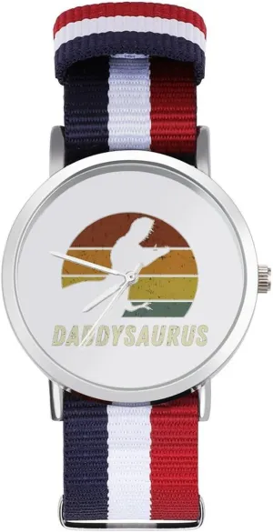 Braided logical sandstone rampant Strap Outdoor Sport Business Wrist Watches Non-Scale Work Casual Watch Daddysaurus Daddy Dinosaur Nylon 