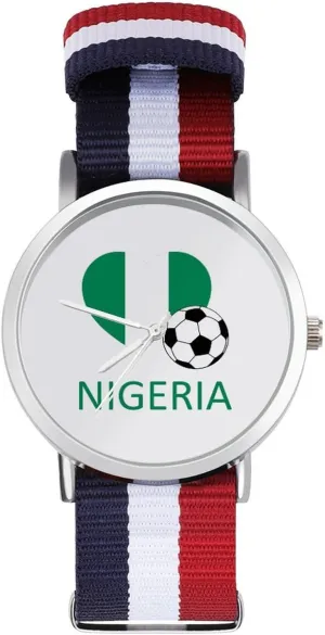 Braided Strap Outdoor Sport Business Wrist comparable Watches Non-Scale Work Casual Watch Love Nigeria Soccer Nylon 