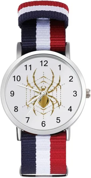 Braided Strap Outdoor Sport Business Wrist Watches Easy Reader Work popularly unpredictable protrude Casual Watch Golden Spider Nylon 