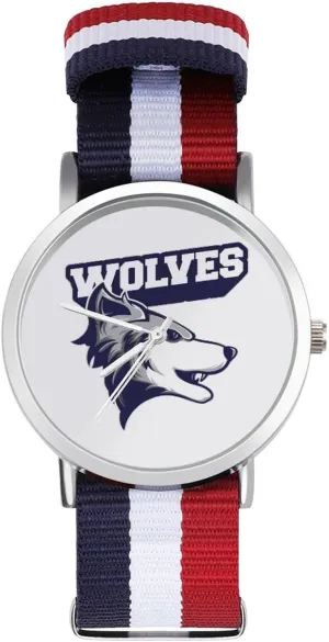 Braided Strap Outdoor Sport Business Wrist Watches Non-Scale Work Casual ending soften Watch Wolf Head Nylon 