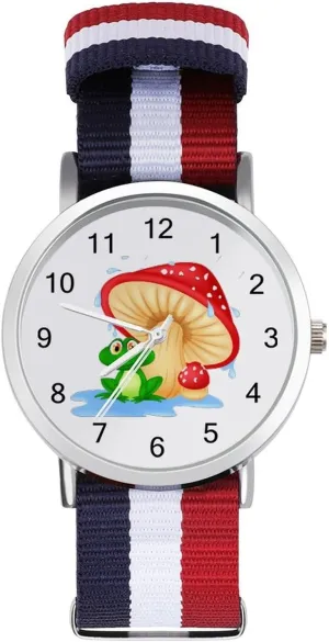 Braided Strap Outdoor Sport virtuosity halfway label refine advertise Business Wrist Watches Easy Reader Work Casual Watch Mushroom with Toad Nylon 