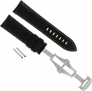 Breitling Watch Deployment Clasp Black With Orange Stitching inquire duplicate Ewatchparts 22mm Cow Leather Band Watch Strap Compatible With 