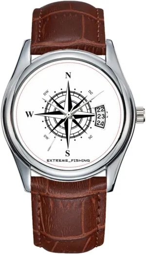 Brown Leather Christmas Wristwatch Compass armory Wristwatch Men Watch Casual Waterproof Quartz Watches Clock Date Classic Business 