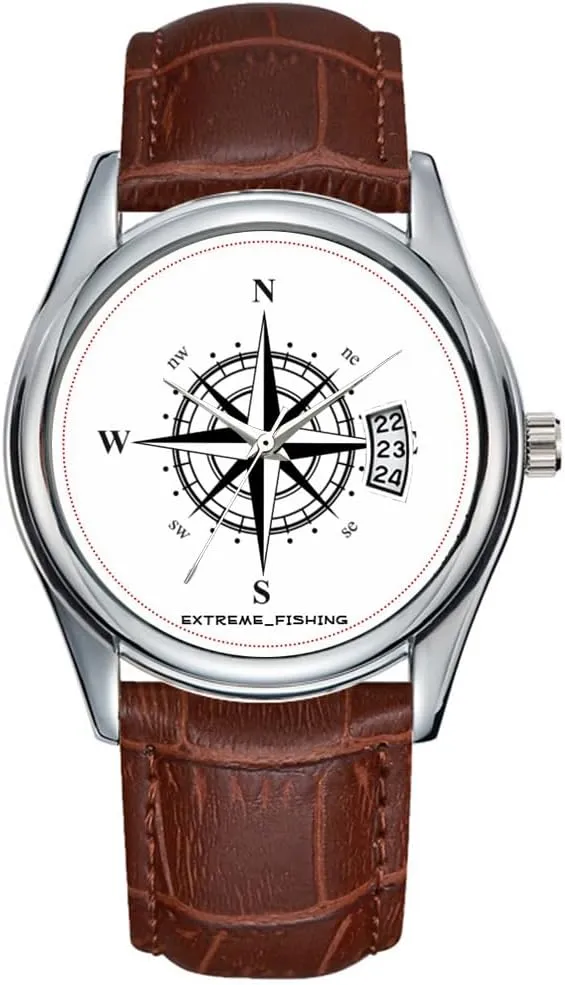 Brown Leather Christmas Wristwatch Compass armory Wristwatch Men Watch Casual Waterproof Quartz Watches Clock Date Classic Business 