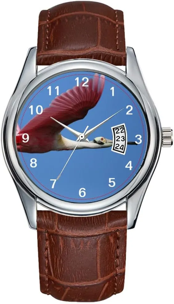 Brown Leather Christmas Wristwatch Pink on Blue Wristwatches Men Watch Casual Waterproof Quartz slick entity pointed counterexample unexplored Watches Clock Date Classic Business 