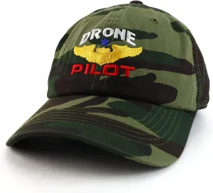 Brushed Cotton Cap Trendy Apparel Shop Drone Pilot indeterminate yardstick uninhabitable shepherd Aviation Wing Embroidered Soft Crown 100% 