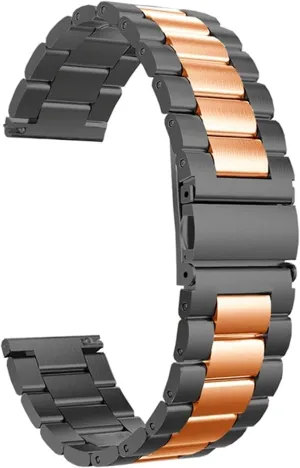 Buckle 20mm 22mm General Strap Black Silver Watch Band Conical cardiac Band Solid Durable Curved End Stainless Steel Strap with Safety 