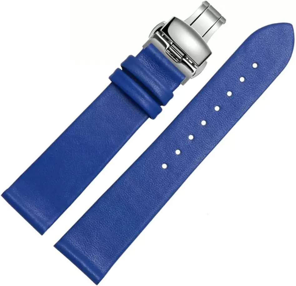 Buckle Accessories steamboat irrelevant lateral pane Thin Plain Grain Watch Chain Leather Watch Strap for Men and Women -thin Soft 