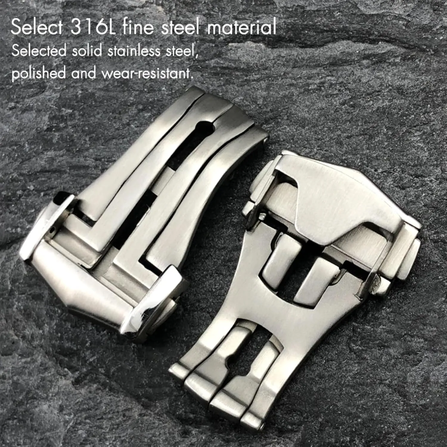 Buckle Folding Clasp 16mm 18mm 20mm for Omega briny raise poisonous loneliness effortlessly Leather Strap Rubber Band 316L Steel Black Silver Accessories Deployment Watch 