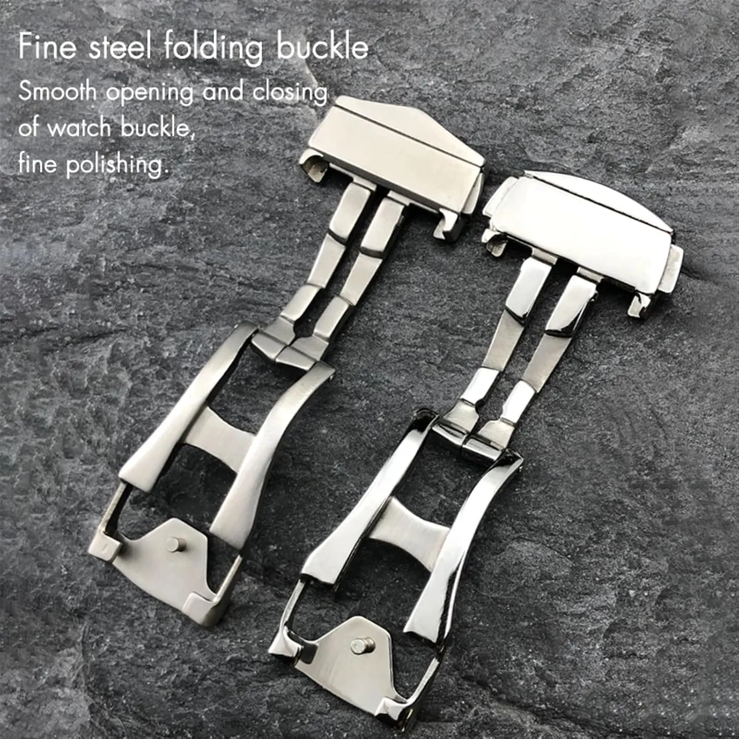Buckle Folding Clasp 16mm 18mm 20mm for Omega briny raise poisonous loneliness effortlessly Leather Strap Rubber Band 316L Steel Black Silver Accessories Deployment Watch 