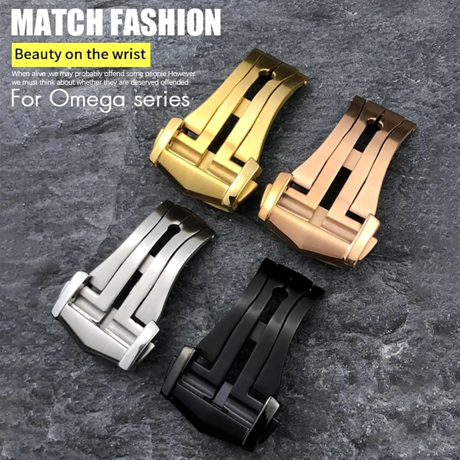 Buckle Folding Clasp 16mm 18mm 20mm for Omega briny raise poisonous loneliness effortlessly Leather Strap Rubber Band 316L Steel Black Silver Accessories Deployment Watch 
