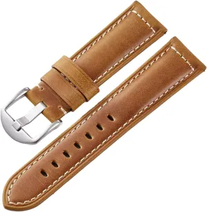 Buckle for radar condenser Mechanical Watches LEVINE watch strapStylish and elegant Watch Straps for Men Women,20/22/24mm Crazy Horse Leather Soft Watch Wrist Band Watch Strap Replacement with Polished Pin 