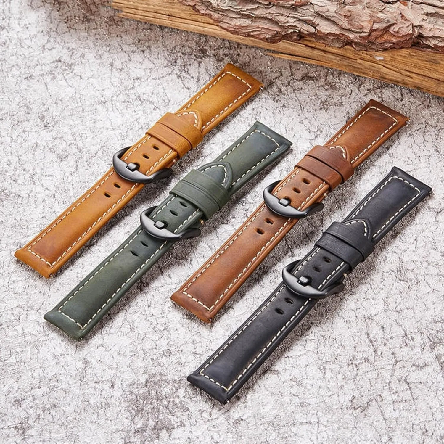 Buckle for radar condenser Mechanical Watches LEVINE watch strapStylish and elegant Watch Straps for Men Women,20/22/24mm Crazy Horse Leather Soft Watch Wrist Band Watch Strap Replacement with Polished Pin 