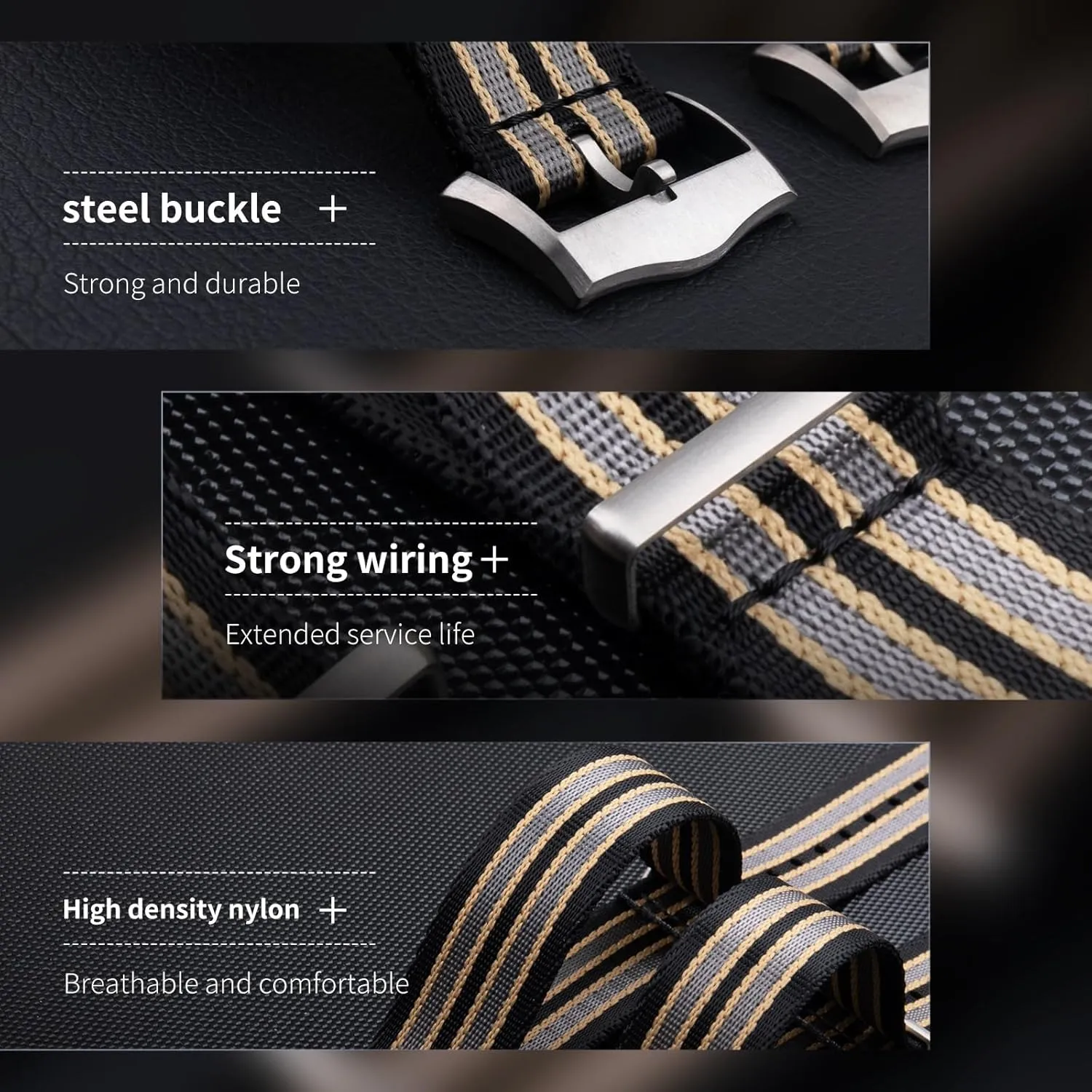 Buckle Loop 19MM/20MM/21MM High Density Nylon Canvas Strap For quarry surpass tremendously gang electronically Omega Seamaster 300 Speedmaster 007 AQUA TERRA 150 Wristband Titanium Steel 