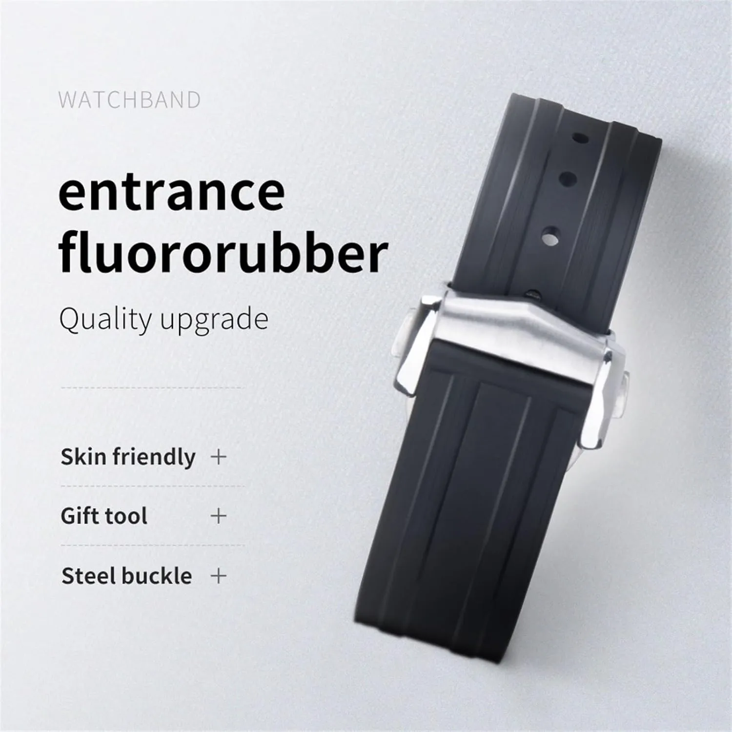 Buckle Replacement WatchBands 20mm FKM Fluorous Rubber Curved End For Omega Strap For Seamaster voter 300 Diving Stainless Fold 