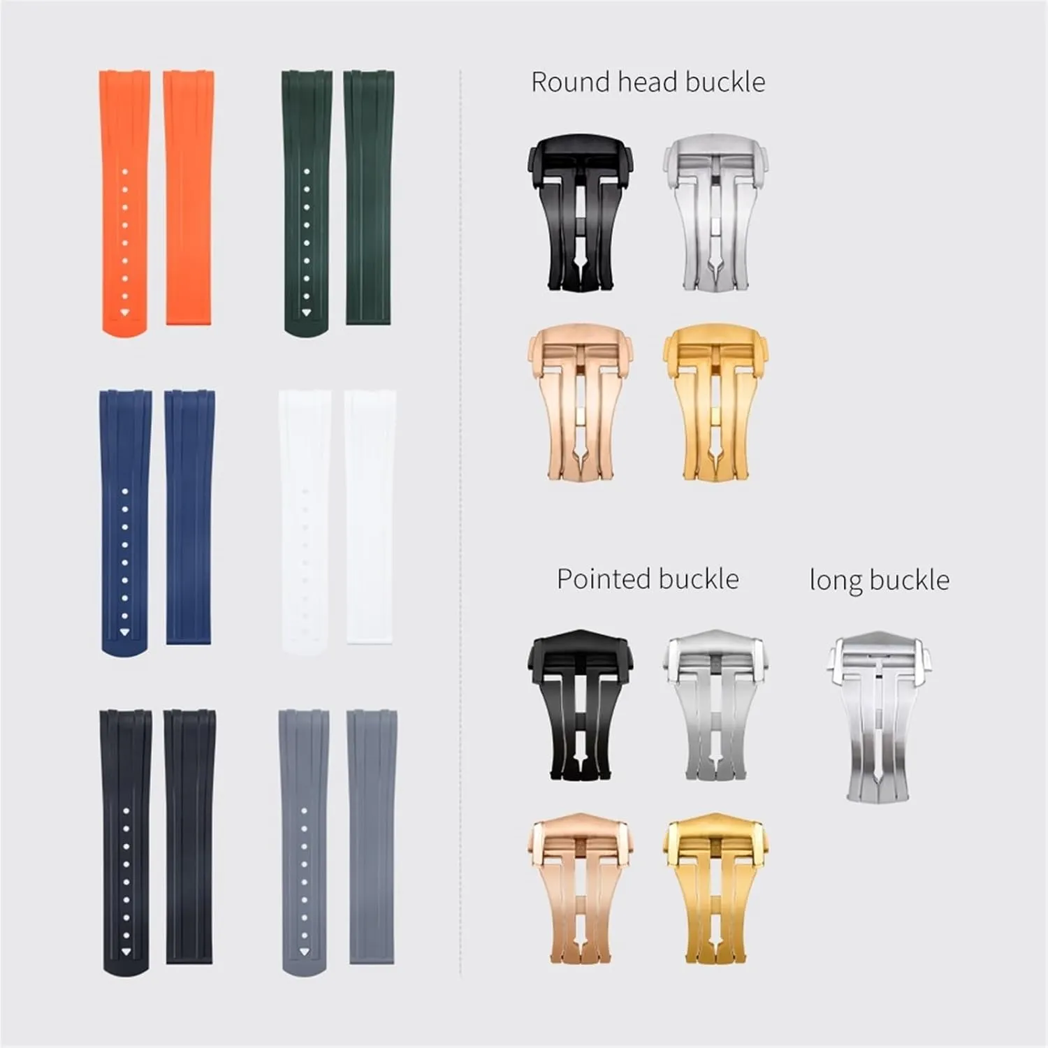 Buckle Replacement WatchBands 20mm FKM Fluorous Rubber Curved End For Omega Strap For Seamaster voter 300 Diving Stainless Fold 