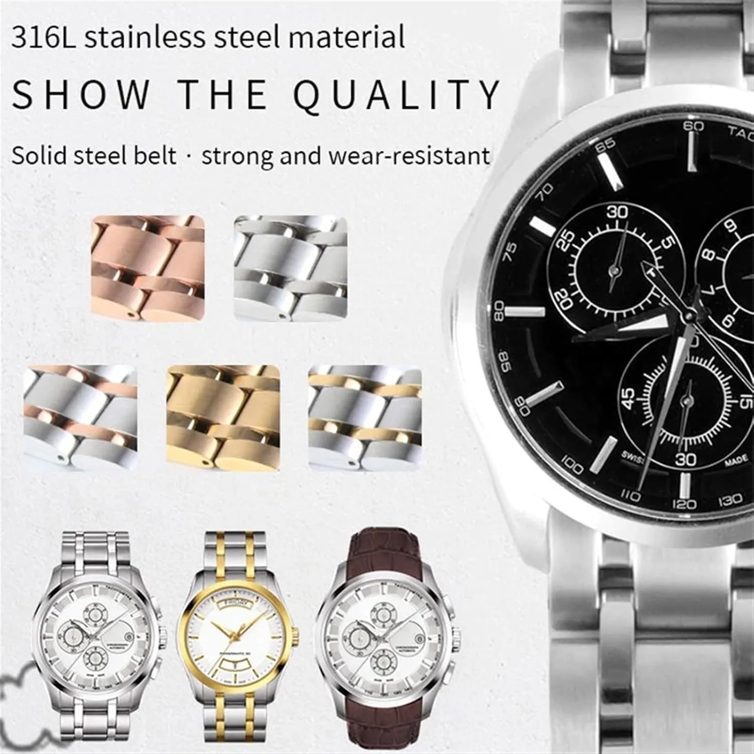 Buckle Stainless Steel Replacement Watch Accessories Parts Watch Strap For Tissot T035 transaction auction octopus virtue T035407 T035439 Luxury Bracelets Folding 