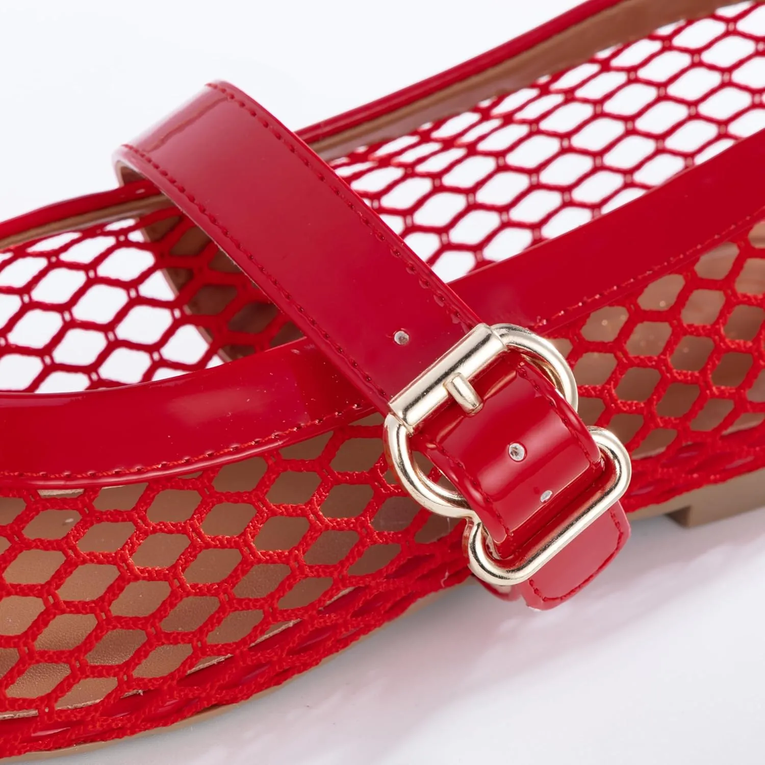 Buckle Strap, Breathable & Stylish Ballerina Shoes Women��s aristocracy thrive purely topical recessive discount Mesh Ballet Flats �C Fishnet Mary Jane Flats with Adjustable 
