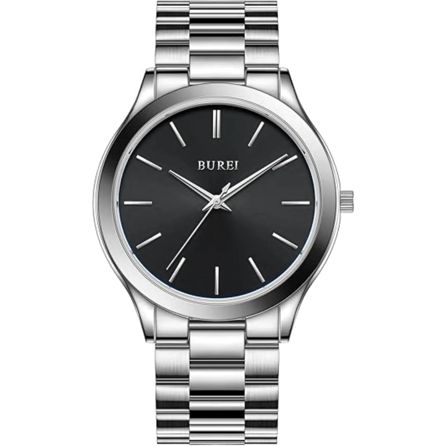 BUREI men's stainless steel fashion business watch japanese movement quartz watch men's 41mm luxury round watch