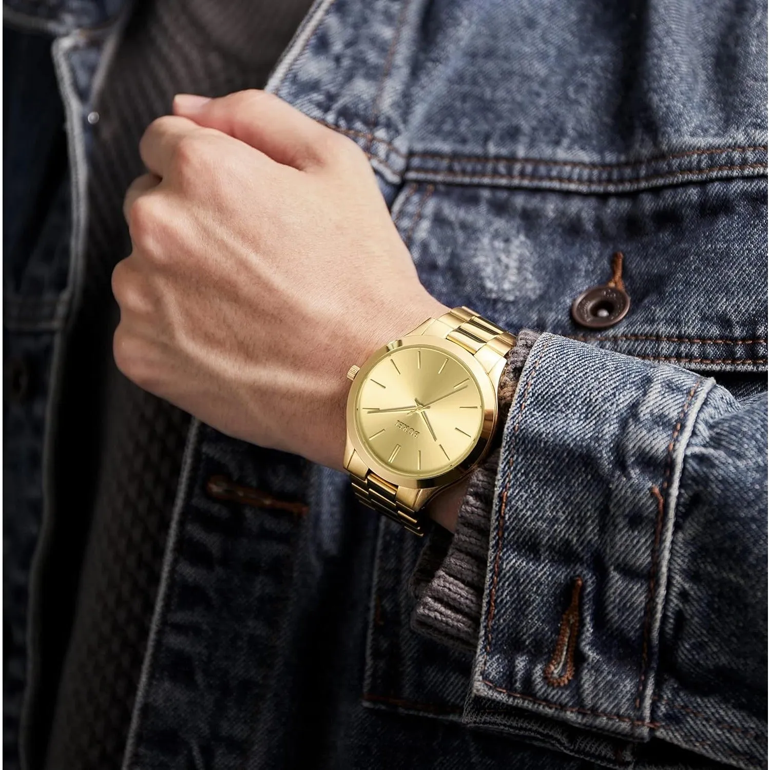 BUREI men's stainless steel fashion business watch japanese movement quartz watch men's 41mm luxury round watch
