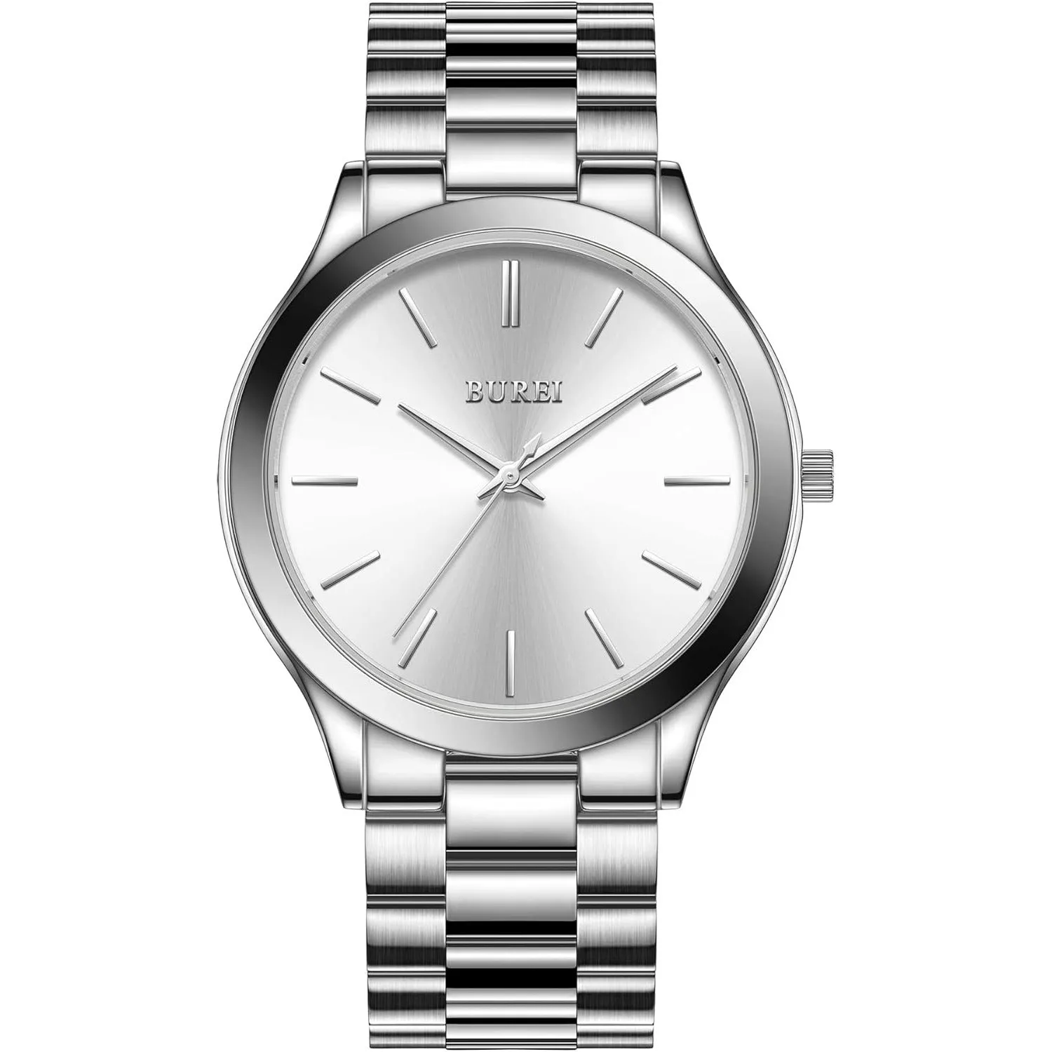 BUREI men's stainless steel fashion business watch japanese movement quartz watch men's 41mm luxury round watch