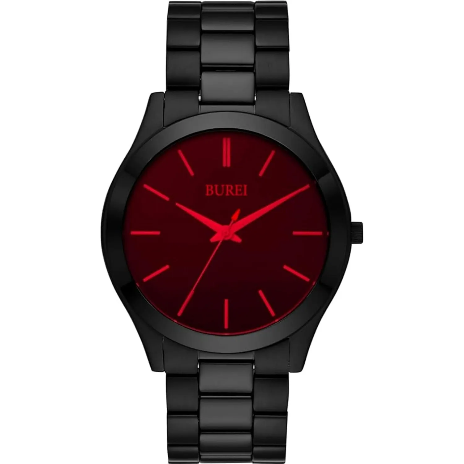 BUREI men's stainless steel fashion business watch japanese movement quartz watch men's 41mm luxury round watch