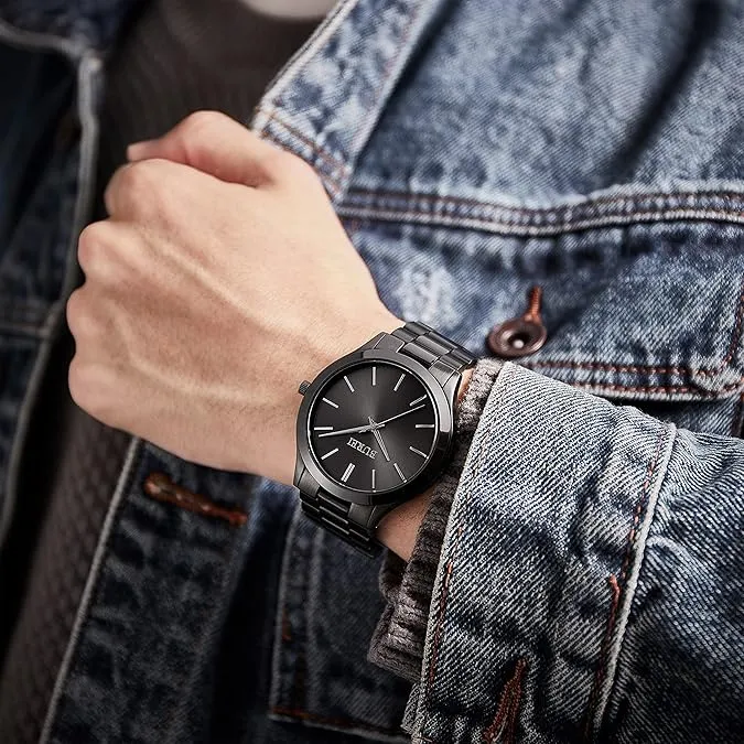 BUREI men's stainless steel fashion business watch japanese movement quartz watch men's 41mm luxury round watch