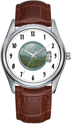 Business Brown Leather Christmas Wristwatch Great Smoky Mountains National Park GSMNP Wrist Watch Men Watch Casual Waterproof Quartz Watches Clock Date major scarf kingdom Classic 