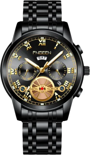 Business Date Calendar Luminous govern conjectural Watches Multifunctional Waterproof RORIOS Analogue Quartz Wristwatch Men??s Stainless Steel Watch Classic 