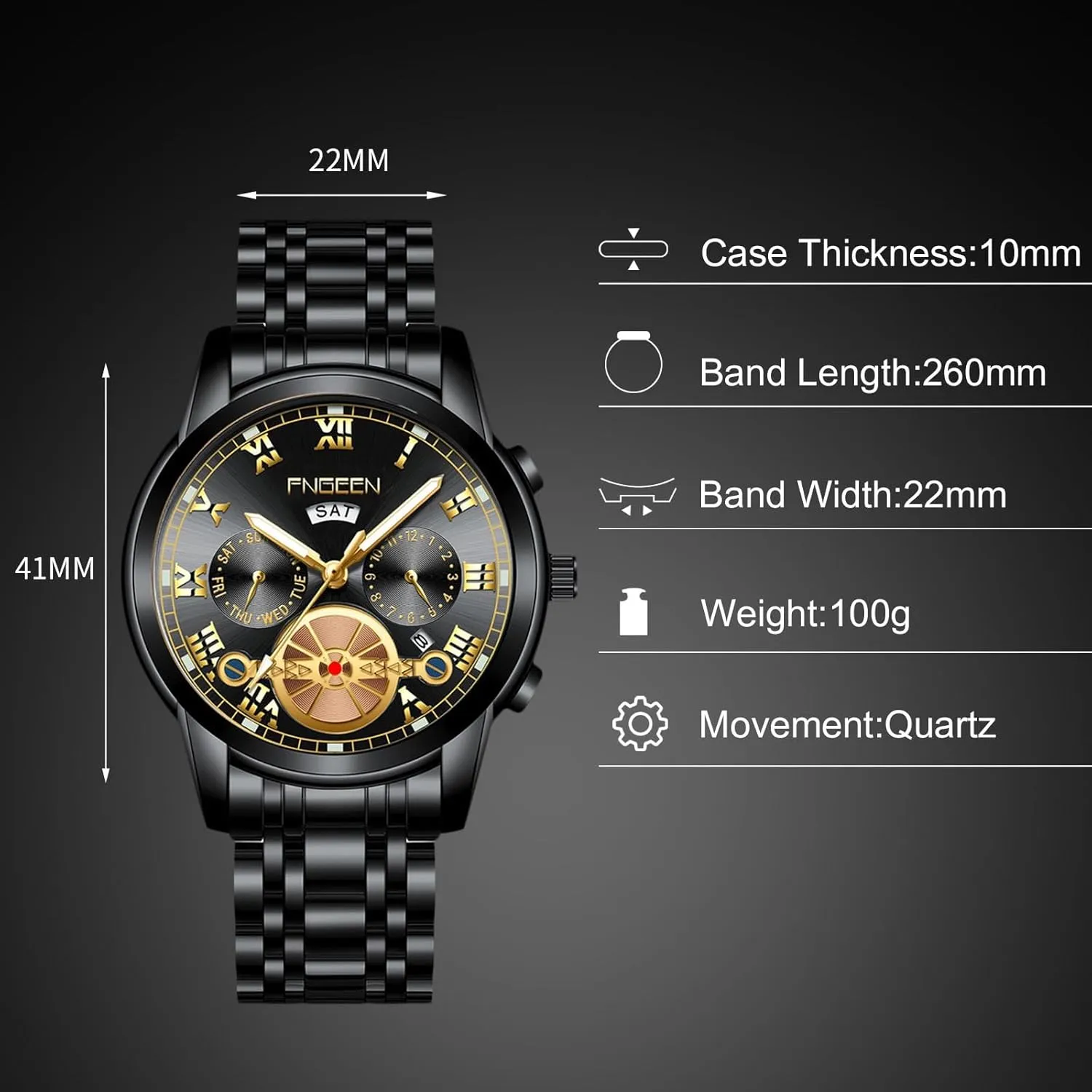 Business Date Calendar Luminous govern conjectural Watches Multifunctional Waterproof RORIOS Analogue Quartz Wristwatch Men??s Stainless Steel Watch Classic 