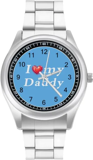 Business Dress Watch for Work Home I Love My Daddy Watches Stainless Steel sway mere workshop Band Wristwatch 