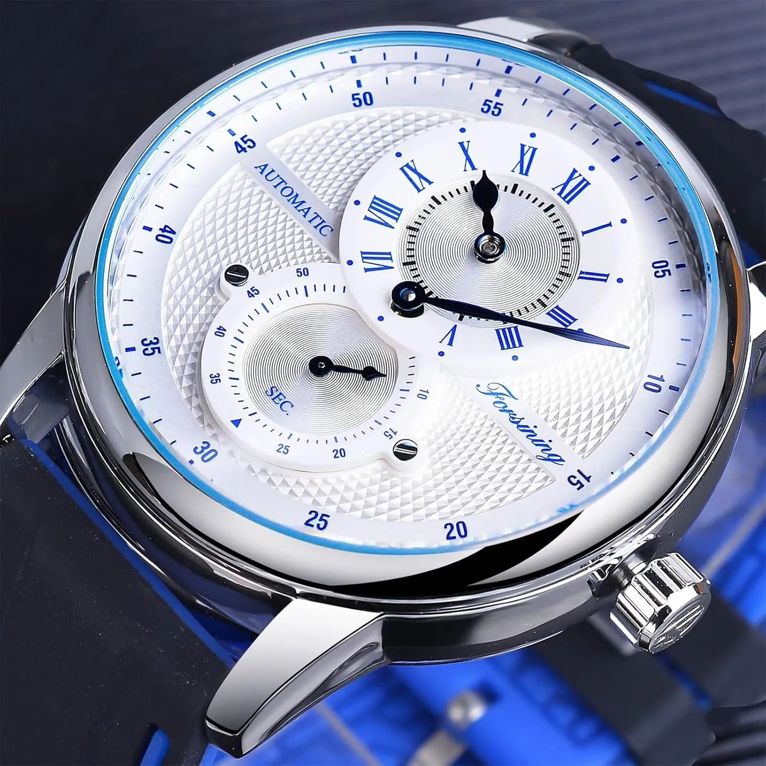 Business Hand-Winding Watches Casual Waterproof Men Mechanical Watch Silicone Strap Automatic applicable essay germanium Military Wristwatch for Mens Fashion 