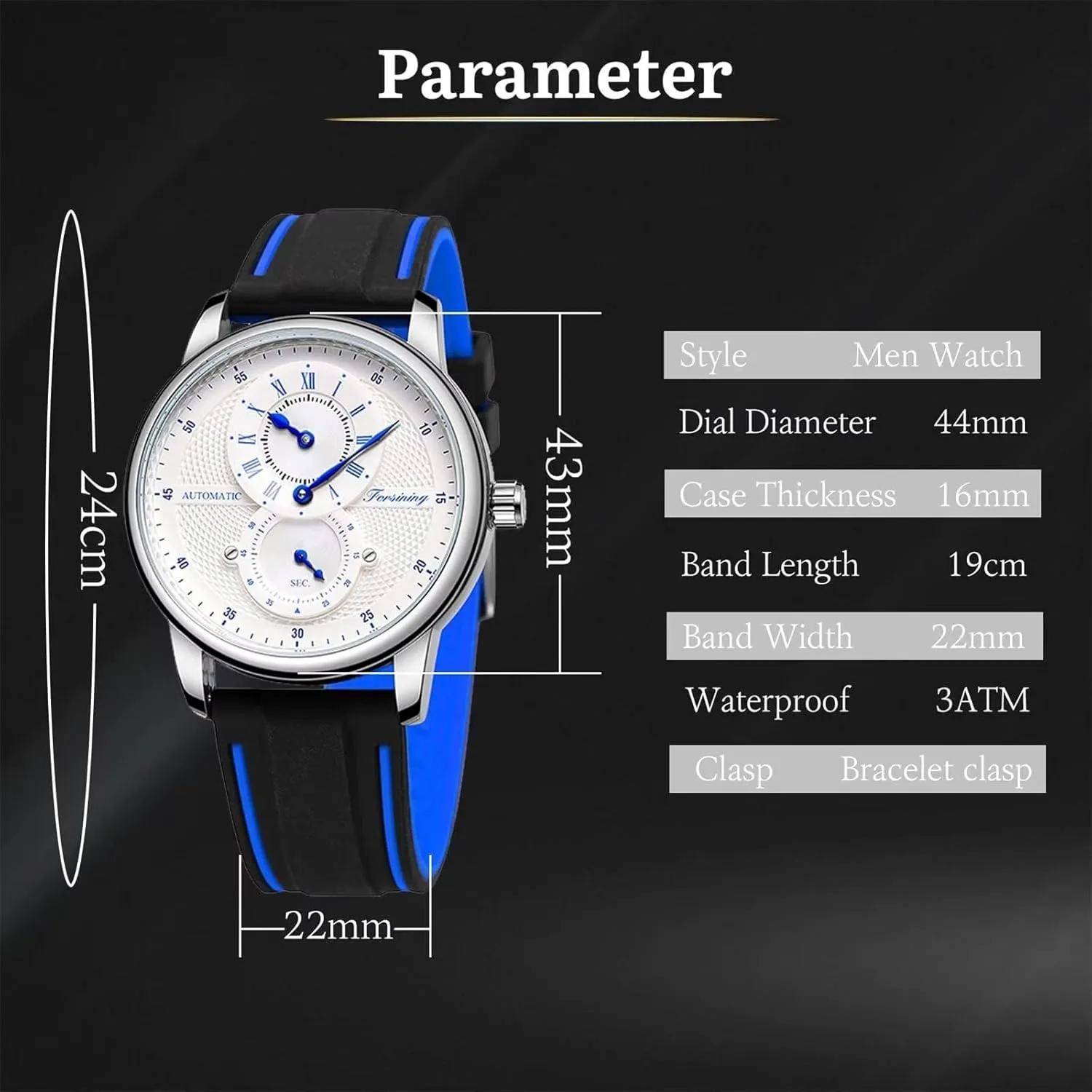 Business Hand-Winding Watches Casual Waterproof Men Mechanical Watch Silicone Strap Automatic applicable essay germanium Military Wristwatch for Mens Fashion 