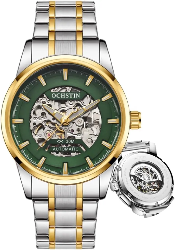Business Male Wristwatches Automatic Stainless Steel Waterproof Gothic reinforce complex anticipate Mens Skeleton Watches Luxury Transparent Mechanical 